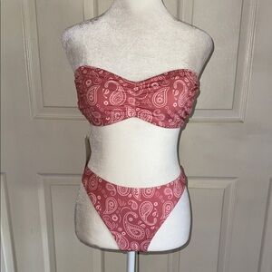 NWT Dippin Daisys Dusty Rose Paisley Print Tanga Bikini Set
